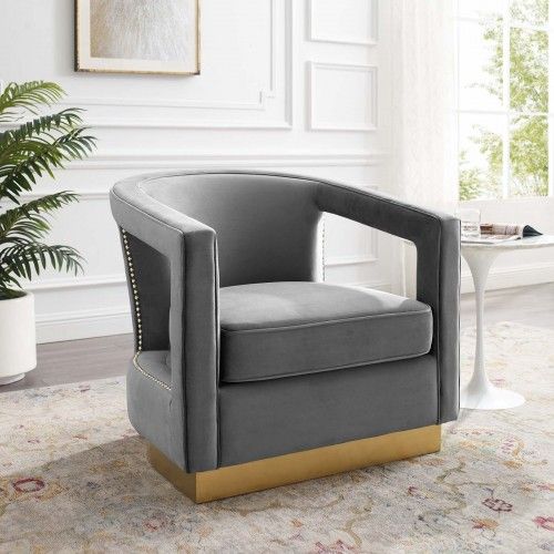 Modern Grey Fabric Lounge Chair Shift