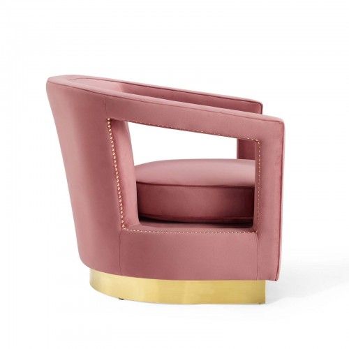 Modern Dusty Rose Fabric Lounge Chair Shift