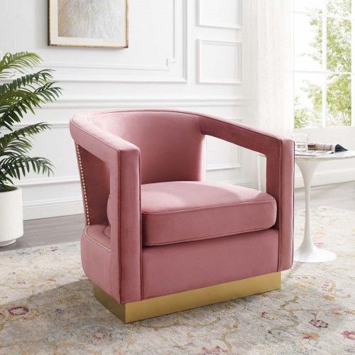 Modern Dusty Rose Fabric Lounge Chair Shift