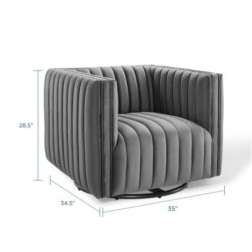 Modern Grey Velvet Swivel Lounge Chair Lund