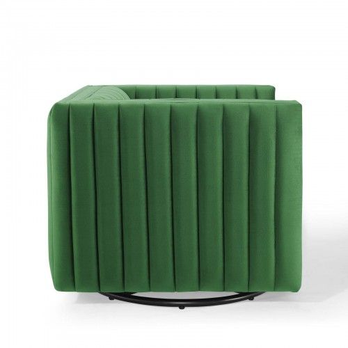Modern Emerald Green Velvet Swivel Lounge Chair Lund