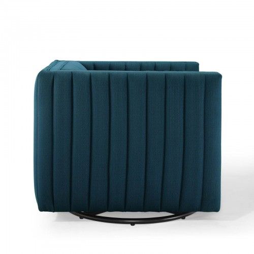 Modern Azure Blue Fabric Swivel Lounge Chair Lund