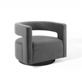 Modern Grey Velvet Lounge Chair Mila