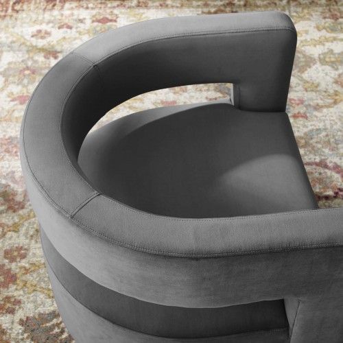 Modern Gray Velvet Lounge Chair Mila