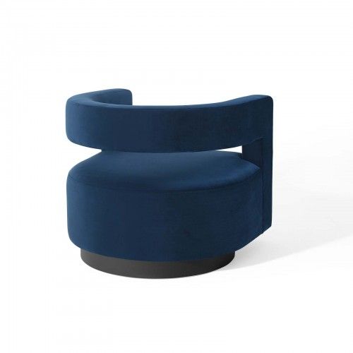 Modern Midnight Blue Velvet Lounge Chair Mila