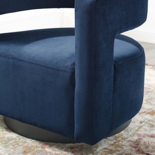 Modern Midnight Blue Velvet Lounge Chair Mila
