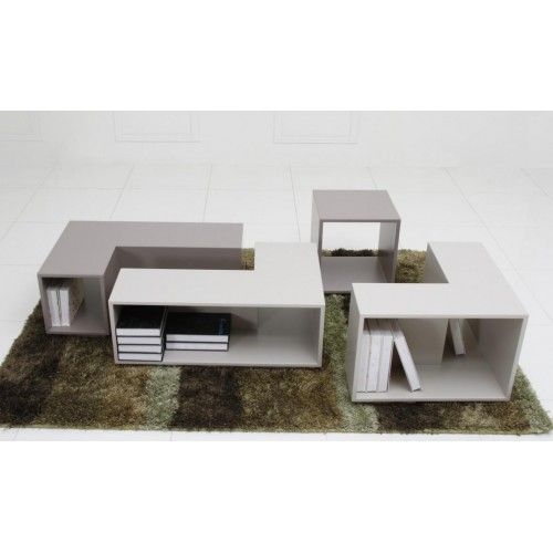 Modern dual tone modular end table Hino