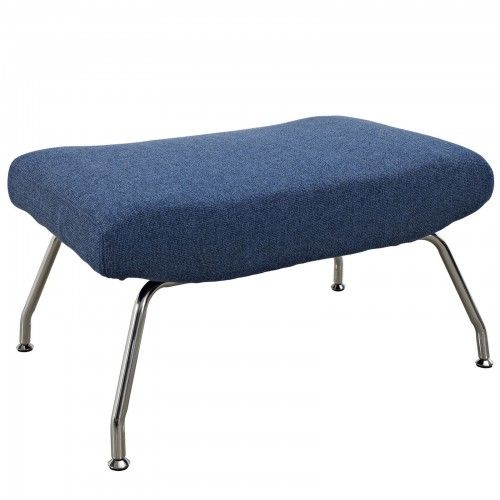 Modern blue tweed fabric lounge chair and ottoman Classico