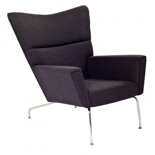 Modern dark gray fabric lounge chair and ottoman Classico