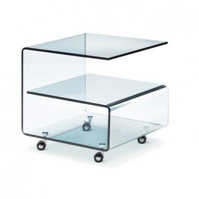 Bent Glass Sige Table with casters