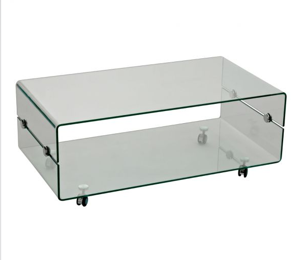 Bent Glass Coffee Table on Casters