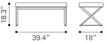 Modern bench Allegiance dimensions