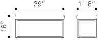 Modern bench Synchrony dimensions