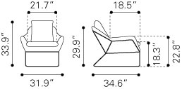 lounge chair Finn dimensions